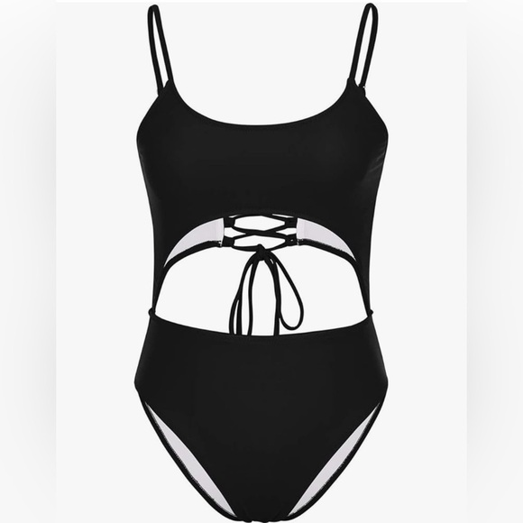 Black One Piece Swimsuit with Sleek Design - Picture 4 of 5